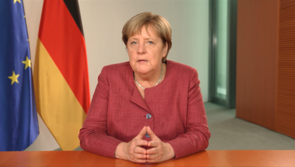 Angela Merkel in ihrer Videobotschaft beim SDG-Moment der 76. UN-Generalversammlung. Foto: Screenshot der Videobotschaft © Bundesregierung